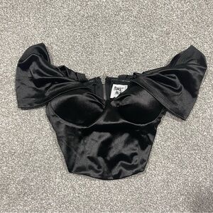 Princess Polly Black Satin Bow Corset Top – Size 4 (S)